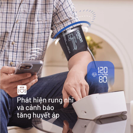 Máy Đo Huyết Áp Bắp Tay OMRON HEM-7361T-AP Chính Hãng Bluetooth Cảnh Báo AFib Loạn Nhịp Tim (không kèm adapter)