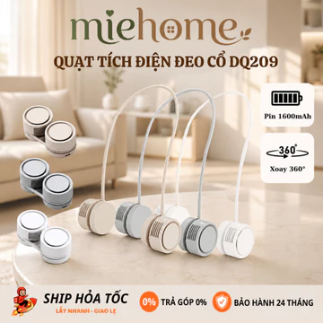 Quạt Đeo Cổ Mini Hanging Neck Fan DQ209 - Quạt Đeo Cổ Xông Tinh Dầu Dễ Chịu - Dây Đeo Thay Đổi 360°- 3 Cấp Độ Gió