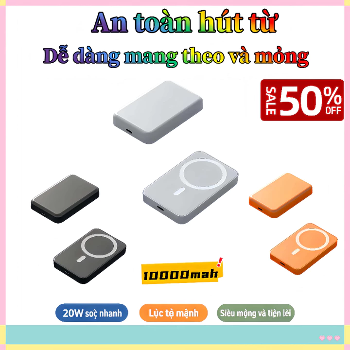 Sạc Dự Phòng Không Dây Từ Tính Sạc Nhanh Pin 10000mah,Pin sạc dự phòng không dây mini hỗ chất lượng tốt HOT