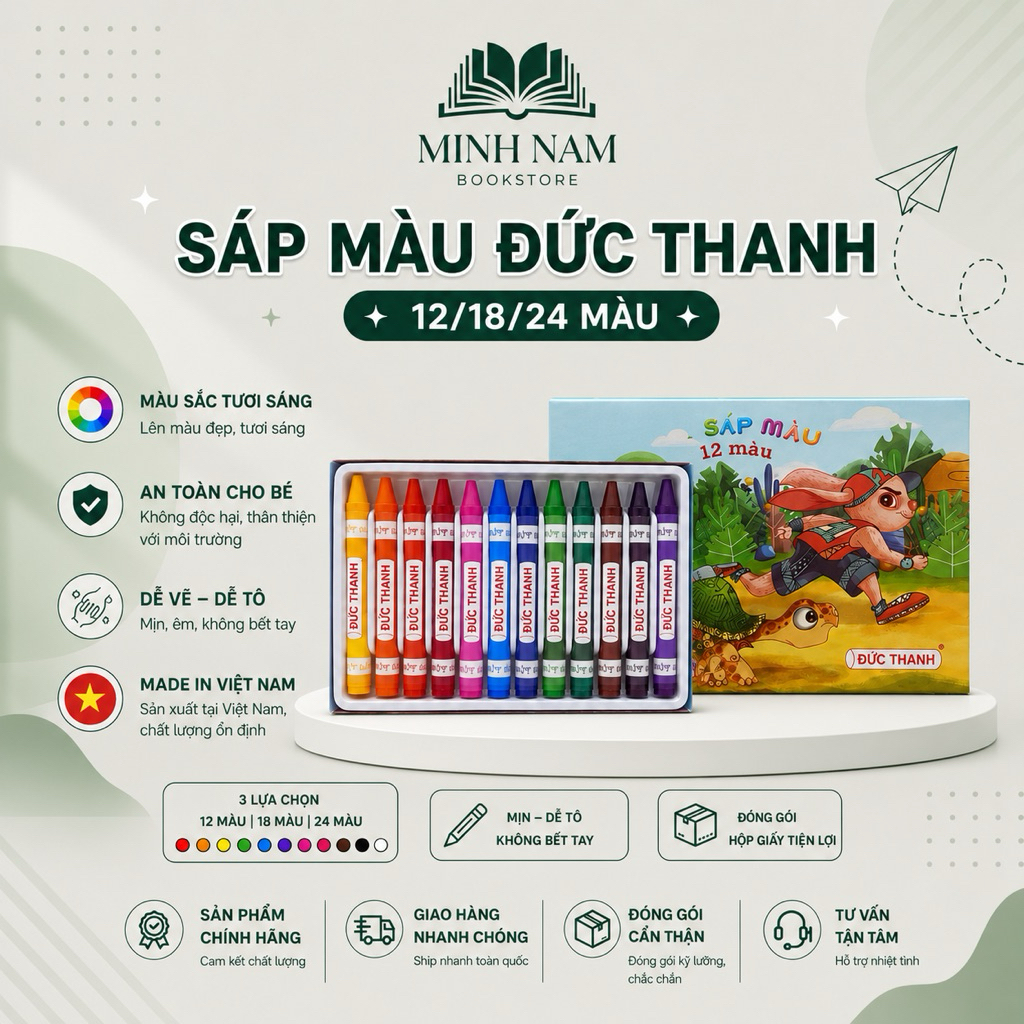 HỘP SÁP MÀU, BT MÀU KH ỨC THANH ( 12-18-24 MÀU) HÀNG LO I MI CTY CHÍNH HÃNG ỨC THANH MÀU Tự ẸP CHO CC B