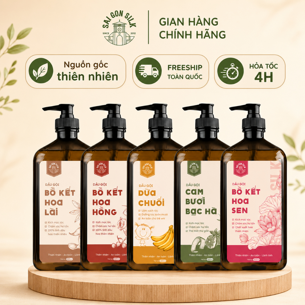 Dầu Gội Bồ Kết Thảo Dược SaigonSilk dưỡng tóc mềm mượt, hỗ trợ mọc tóc, giảm gãy rụng 500ml