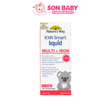 Siro Bổ Sung Sắt Và Multi Vitamin Cho Bé Nature's Way Kids Smart Liquid Multi + Iron Hỗ Trợ Tăng Đề Kháng Cho Bé 200ml