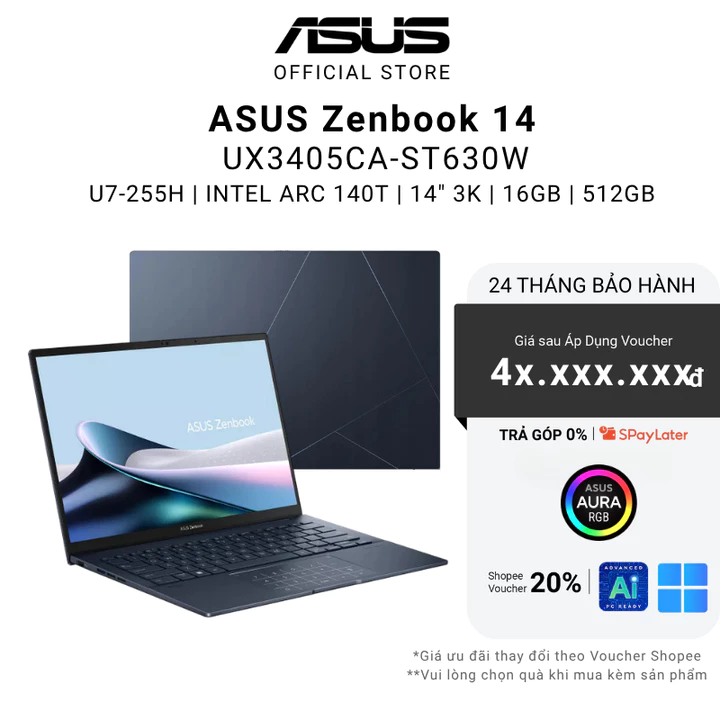 Laptop ASUS Zenbook 14 UX3405CA-ST630W U7-255H | 16GB | 512GB | 14" 3K OLED 120HZ | WIN 11 Home