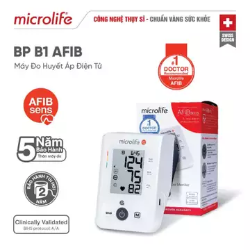 Máy Đo Huyết Áp Bắp Tay Microlife B1 AFIB, Cảnh Báo Rung Nhĩ Phòng Ngừa Đột Quỵ, Cổng USB-Type C MỚI