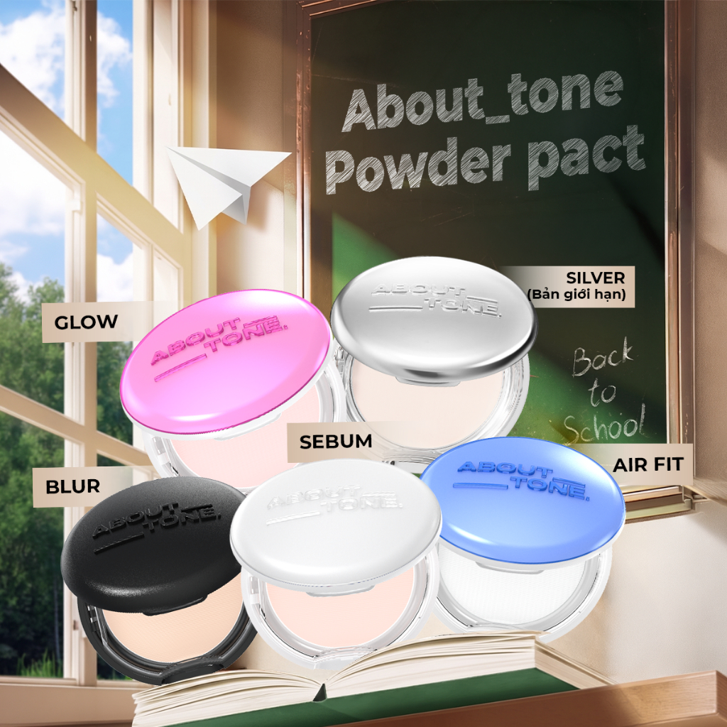 [FS MÙA HÈ] Phấn Phủ Nén ABOUT_TONE Kiềm Dầu Giữ Nền Khô Thoáng Mịn Da Tự Nhiên 9g