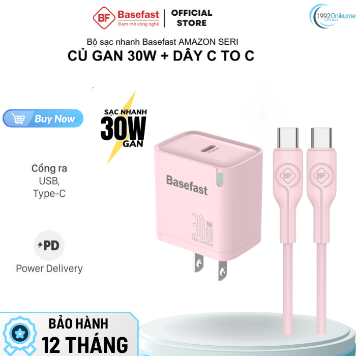 Bộ sạc nhanh 30W Basefast Cốc sạc PD30W 2 cổng U+C siêu bền,Dây Type C to C dùng cho iP 1516 17 |
