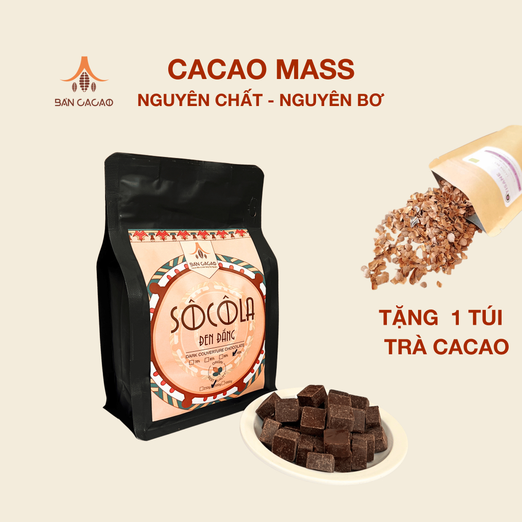 Sô cô la đen 100% (Cacao mass) Bản Cacao - Nguyên chất, nguyên bơ, không kiềm hoá, dạng viên nhỏ | BigBuy360 - bigbuy360.vn
