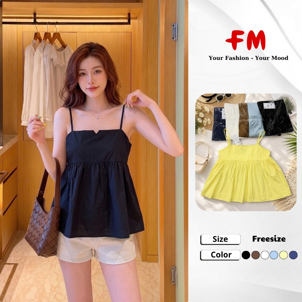Áo Kiểu Nữ 2 Dây Trơn Baby Doll Dáng Xòe Nữ Tính Thời Trang FMSTYLE  26070035
