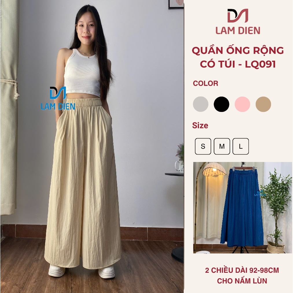 LAMDIENSTORE - Quần Ống Rộng Nữ LQ019 Chất Liệu Gió Lụa Phong Cách Trẻ Trung Năng Động Có Túi Quần Nhiều Màu Nhiều Size