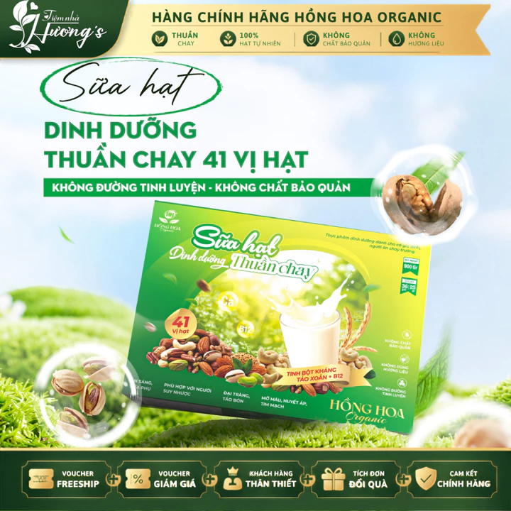 SỮA HẠT DINH DƯỠNG 41 VỊ HẠT HỒNG HOA ORGANIC - SỮA HẠT THUẦN CHAY - SỮA HẠT CÓ ĐƯỜNG