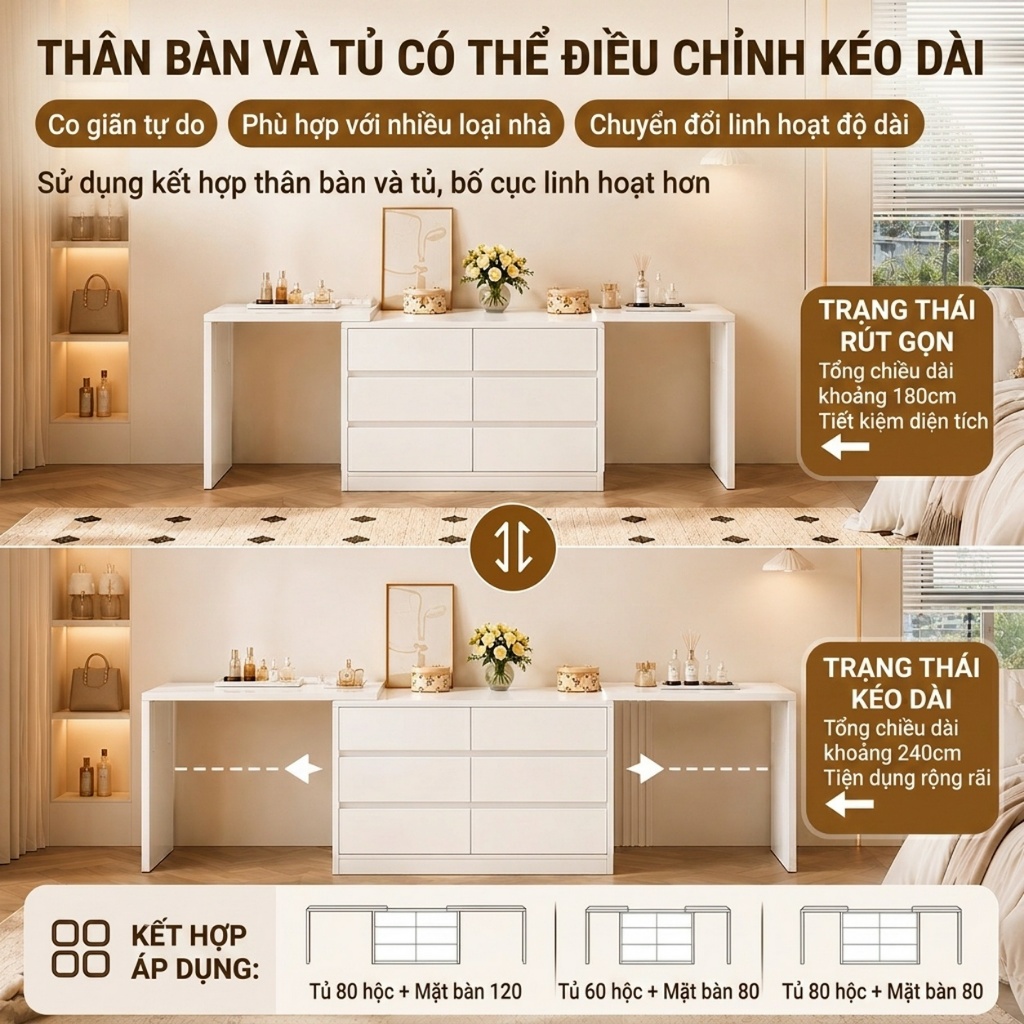 MY Bàn làm việc bàn trang điểm Bàn Phấn thông minh kết hợp tủ ngăn kéo đa năng để đồ tủlưu trữ - ảnh 3