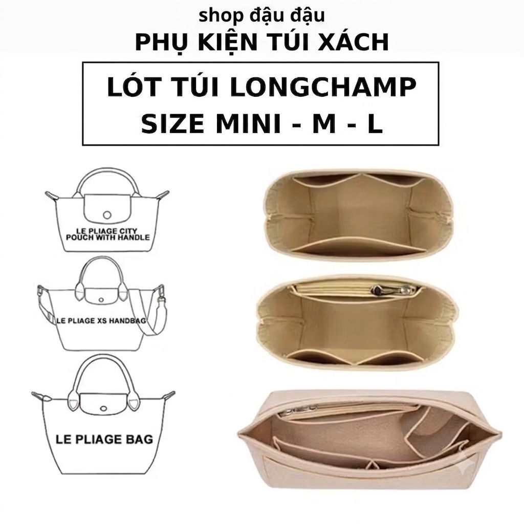 [Chỉ Phù Hợp Cho Túi LC] Lót túi dành cho Longchamp giữ form đựng đồ tiện lợi nhiều ngăn phụ kiện túi