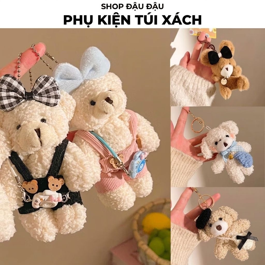 Giao phù hợp màu túi_Charm GẤU BÔNG treo túi móc treo dễ thương xịn xò dùng trang trí túi
