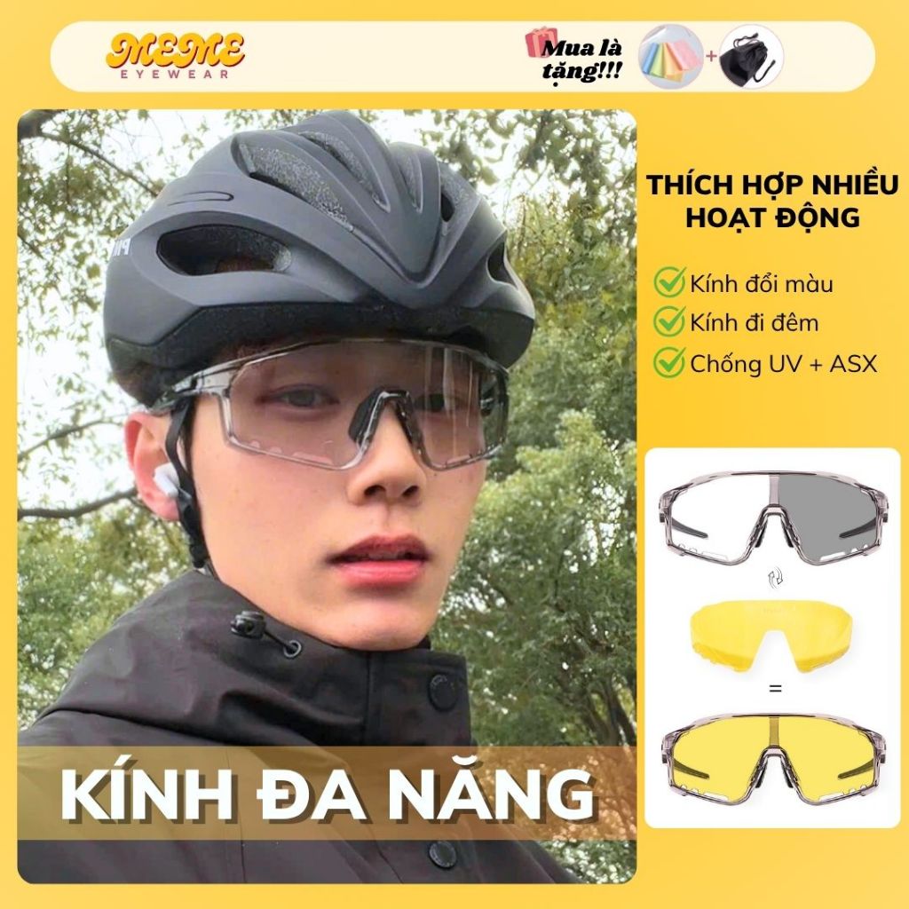 Mắt kính đổi màu phối kính đi đêm nam nữ bảo vệ mắt chống tia uv bụi đi đường mưa kính thể thao chạy bộ xe đạp xe máy f1