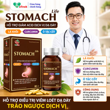Viên uống dạ dày Best life STOMACH LIFE cải thiện viêm loét dạ dày tá tràng trào ngược acid dịch vị dạ dày hộp 60 viên