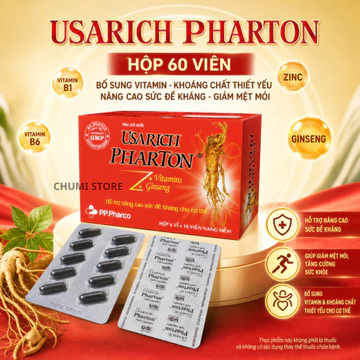 Viên Uống Usarich Pharton Giúp Bổ Sung Vitamin Và Nhân Sâm Hỗ Trợ Bồi Bổ Sức Khỏe, Giảm Mệt Mỏi Hộp 60 Viên
