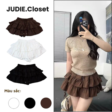 Chân Váy Ngắn Xoè Tầng 2 Lớp, Chân Váy Đi Biển Xoè Bồng Có Quần Bảo Hộ JUDIE.Closet