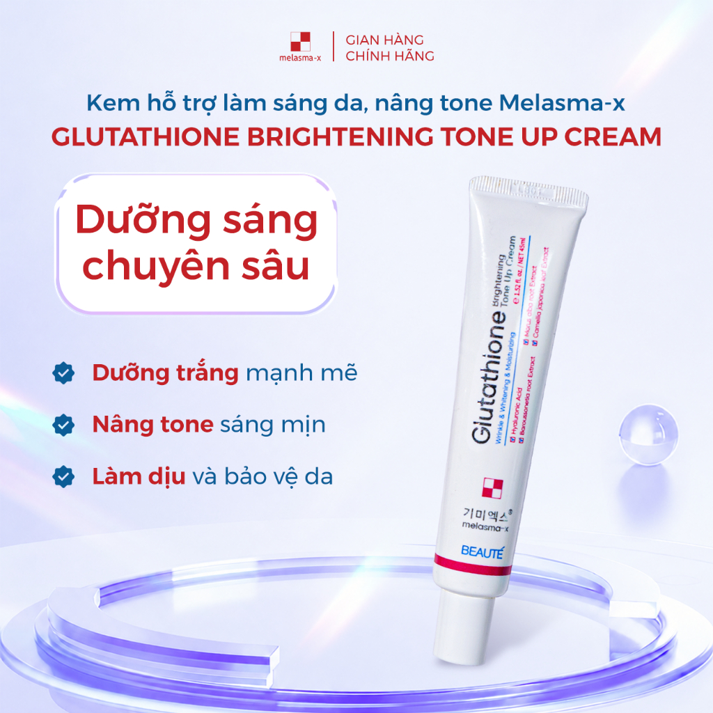 kem glutathione Dưỡng Nâng Tone & Hỗ Trợ Sáng Da MELASMA-X Brightening Tone Up Cream Goal: Repair & Protect Super Phosphozyme Liquid 2oz Size:25 Case