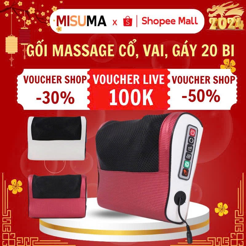 Gối Massage Cổ Vai Gáy, Máy Massage Hồng Ngoại 20 Bi Cao Cấp Hỗ Trợ Mát Xa Toàn Thân Hiệu Quả Bảo Hành 12 Tháng