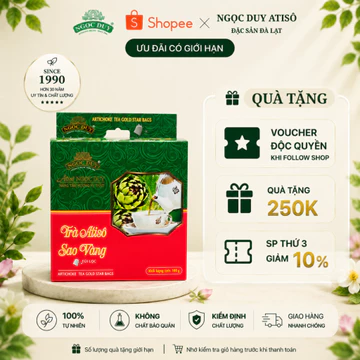 Trà atiso túi lọc Sao Vàng Ngọc Duy Đà Lạt ngọt thanh 100% atiso giải độc gan, hỗ trợ tiêu hoá