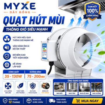 quạt hút mùi đường ống MYXE quạt hút mùi cho nhà trọ , phòng thờ , phòng ăn