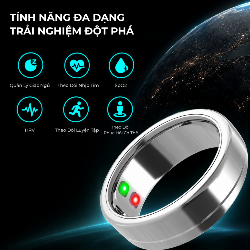 Nhẫn Thông Minh Meizu TM12 | Hỗ Trợ Theo Dõi Giấc Ngủ, Sức Khoẻ, Vận Động, Đo Nhịp Tim | Chống Nước IP68 | Chính Hãng | BigBuy360 - bigbuy360.vn