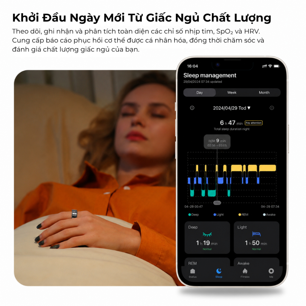 Nhẫn Thông Minh Meizu TM12 | Hỗ Trợ Theo Dõi Giấc Ngủ, Sức Khoẻ, Vận Động, Đo Nhịp Tim | Chống Nước IP68 | Chính Hãng | BigBuy360 - bigbuy360.vn