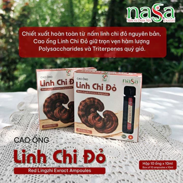 [CHÍNH HÃNG] Cao Ống Linh Chi Đỏ NASA (Hộp 10 Ống x 10ml) - Từ nấm Linh Chi tự trồng ở tại Đà Lạt, đề kháng, dễ ngủ