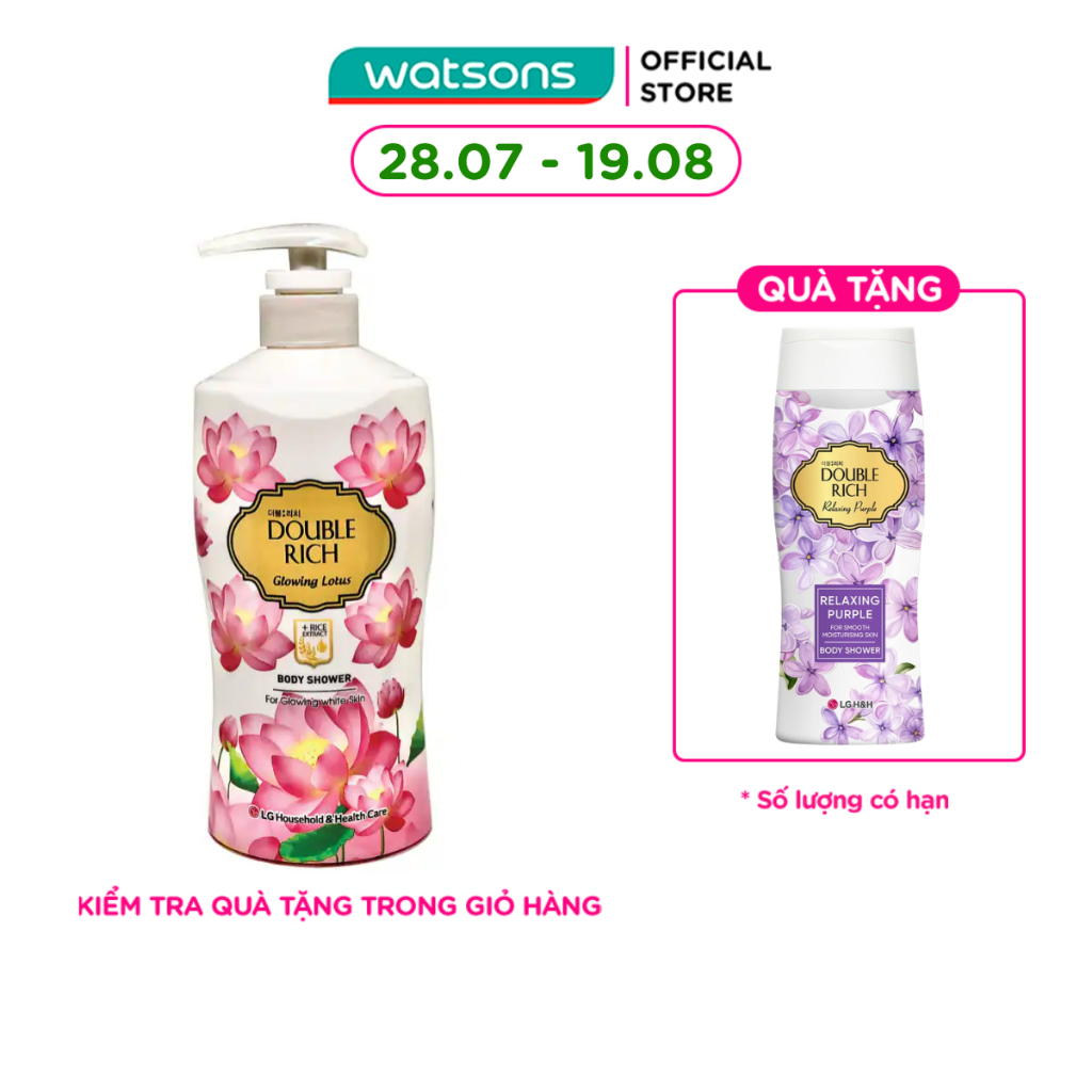 Sữa Tắm Double Rich Glowing Lotus Chiết Xuất Hoa Sen & Tinh Chất Gạo 550g