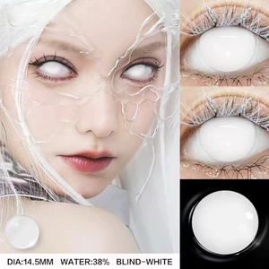 [cosplay] Lens mắt hóa trang màu trắng full / halloween nổi bật - brand BABIEE