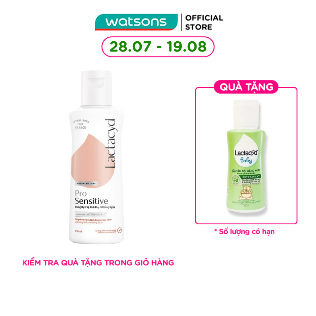 Dung Dịch Vệ Sinh Phụ Nữ Lactacyd Pro Sensitive 150ml