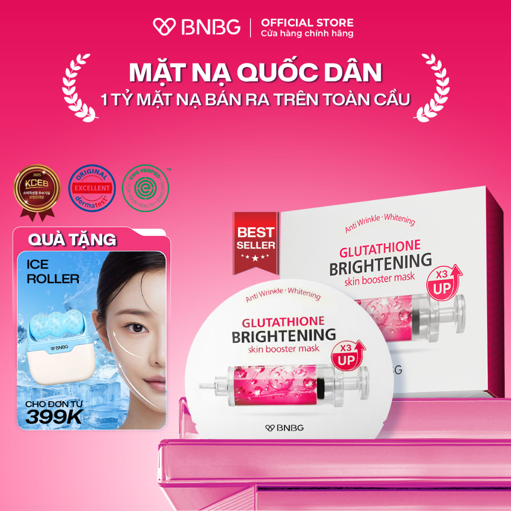 Combo 10 Mặt Nạ BNBG Tinh Chất Tăng Cường GLUTATHIONE Hỗ Trợ Dưỡng Trắng Da (Skin)