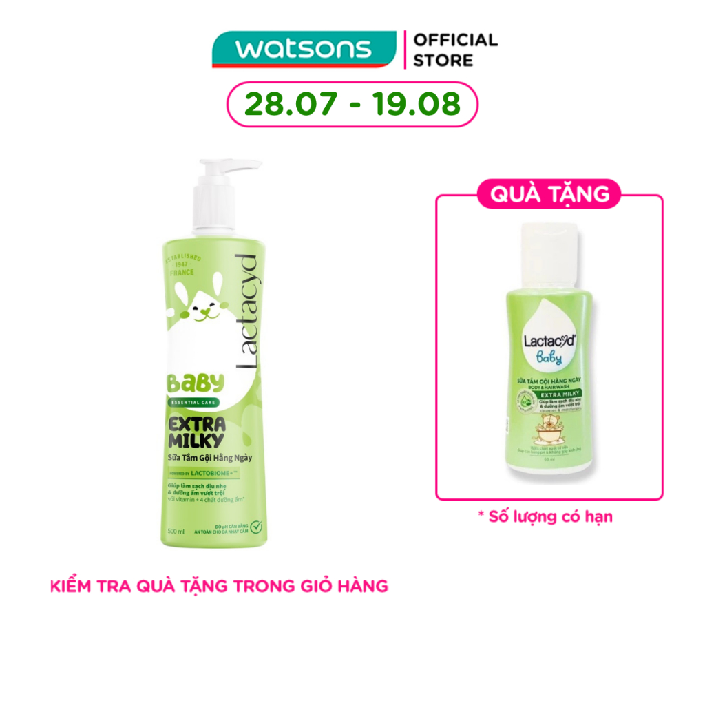 Sữa Tắm Gội Trẻ Em Milky Lactacyd 500Ml
