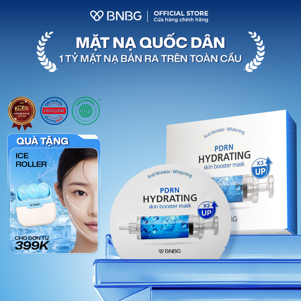 Combo 10 Mặt Nạ BNBG Tinh Chất Tăng Cường PDRN Hỗ Trợ Cấp Ẩm Đa Tầng, Căng Bóng Da 30mlx10 (Skin)