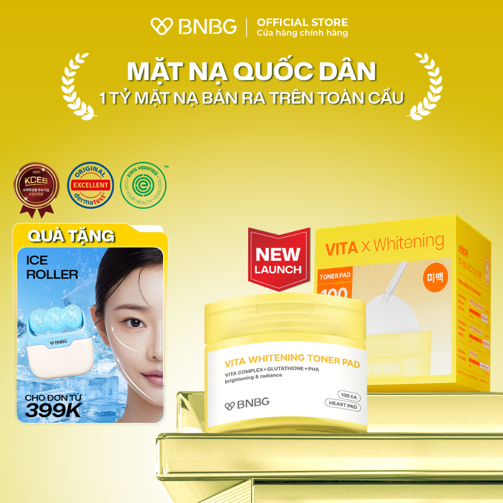 TONER PAD Hỗ Trợ Dưỡng Sáng, Làm Đều Màu Da BNBG VITA WHITENING TONER PAD 140ml (live)