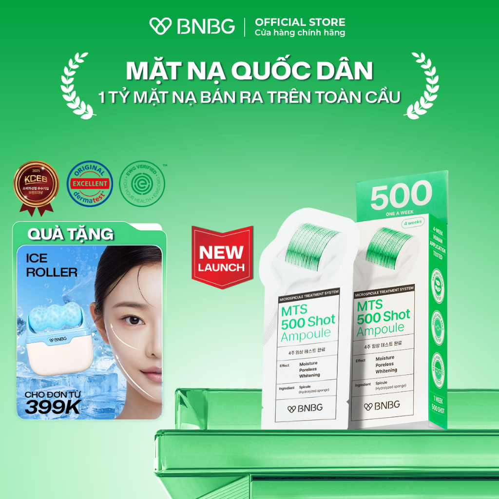 Tinh Chất Vi Gai Hỗ Trợ Cấp Cải Thiện Lỗ Chân Lông, Làm Dịu Da BNBG MTS 500 SHOT AMPOULE 2ml x 4 gói (live)