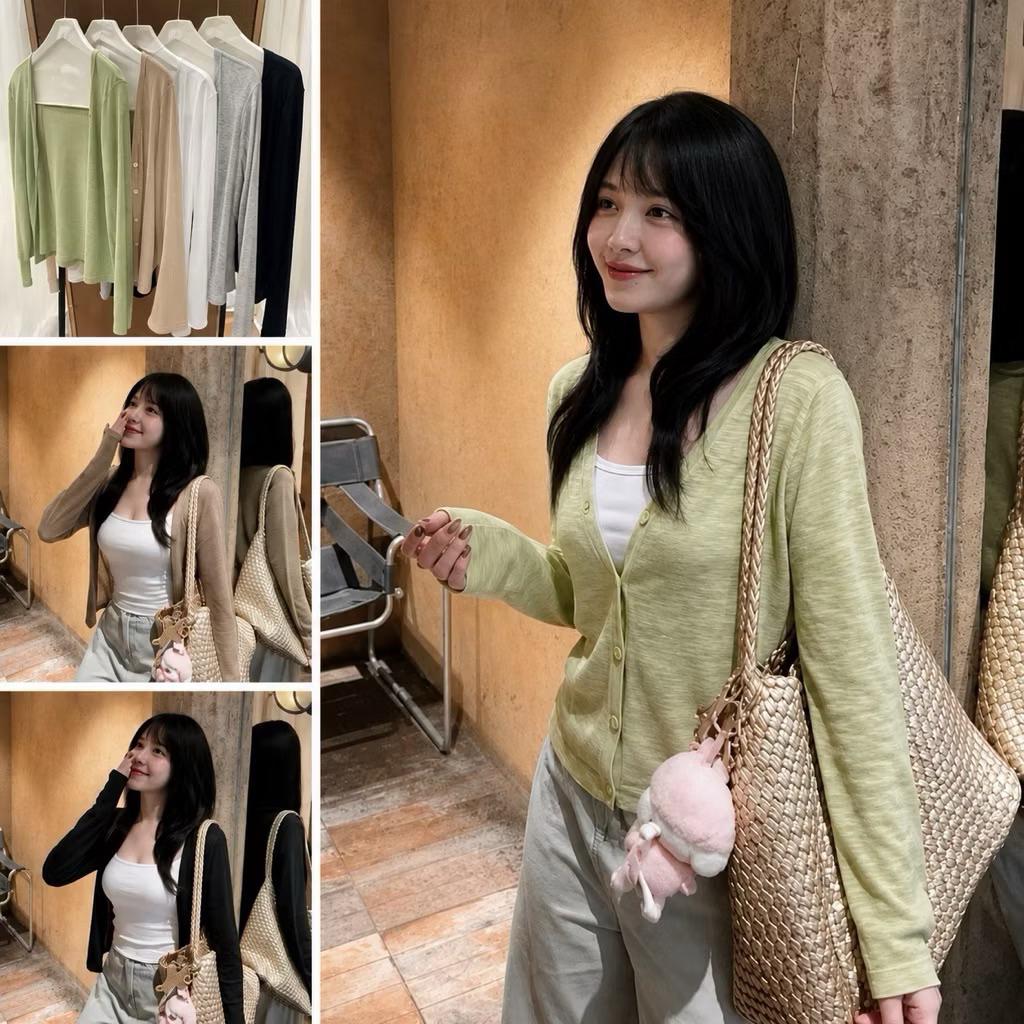 Áo Cardigan Mỏng Dài Tay Basic Màu Siêu Xinh_59 | BigBuy360 - bigbuy360.vn