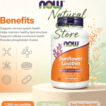 【Nhập khẩu từ Mỹ】Viên uống NOW Sunflower Lecithin 1200mg Phosphatidyl Choline 100 Viên