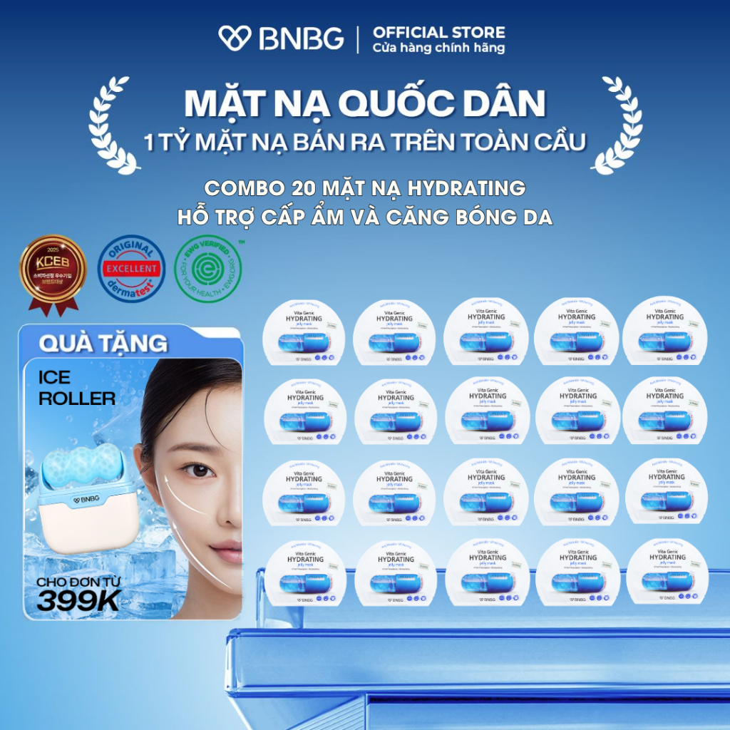 Combo 20 Mặt Nạ BNBG Hỗ Trợ Dưỡng Ẩm, Cấp Nước BNBG Hydrating Vita Genic Jelly Mask 30mlx20