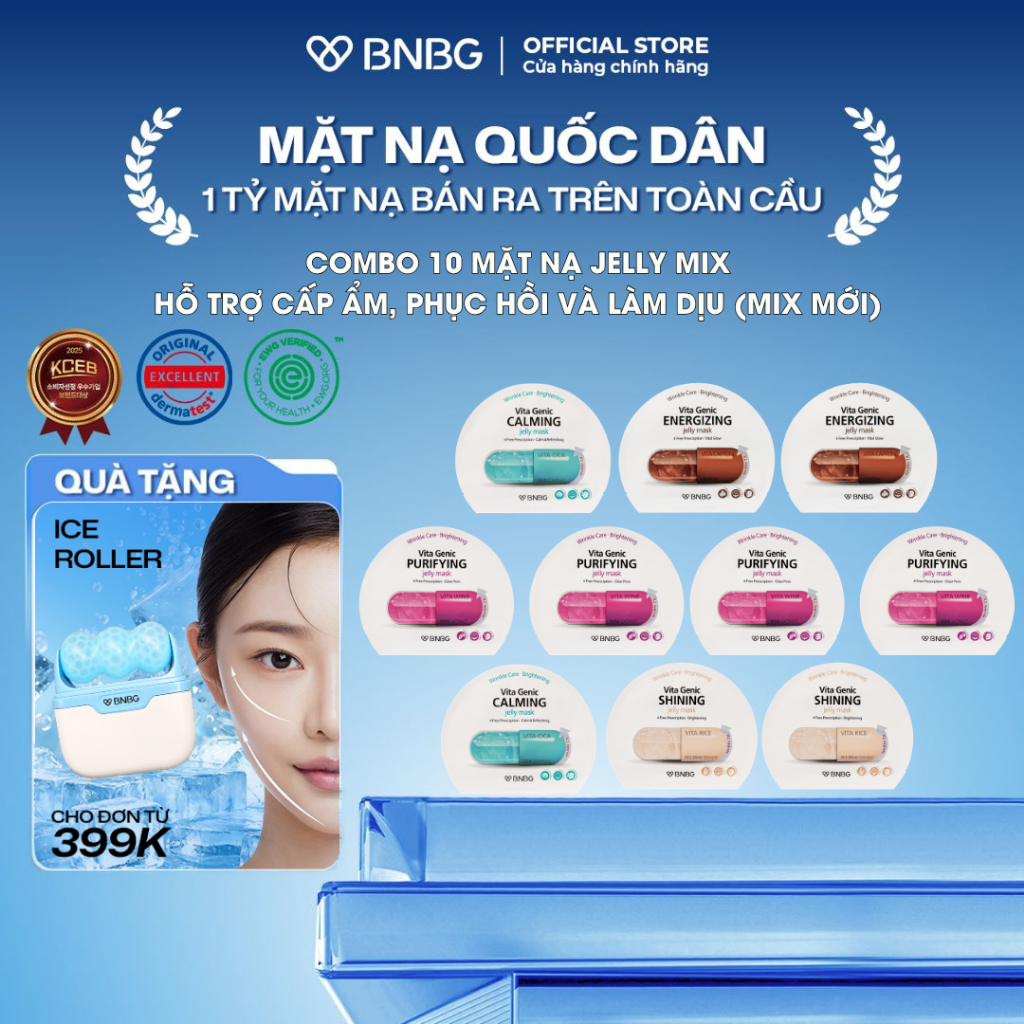 Combo 10 mặt nạ BNBG Mix Tinh Chất Thiên Nhiên Cải Thiện Làn Da BNBG Vita Genic Jelly Mask (New) 30mlx10