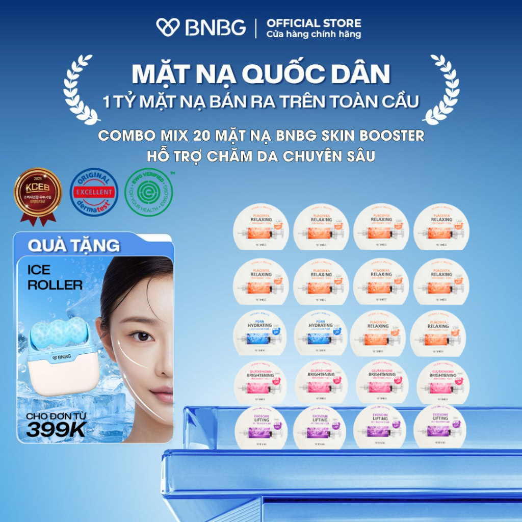 Combo 20 Mặt Nạ BNBG Mix Tinh Chất Hỗ Trợ Tăng Cường Dưỡng Da Chuyên Sâu BNBG Skinbooster Mask 30mlx20 (Skin)