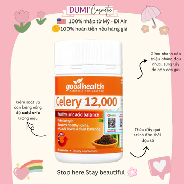 Goodhealth Celery 12000mg 60 viên - Chiết xuất từ cần tây Hỗ Trợ Giảm Acid Uric, Giảm Đau Viêm Khớp