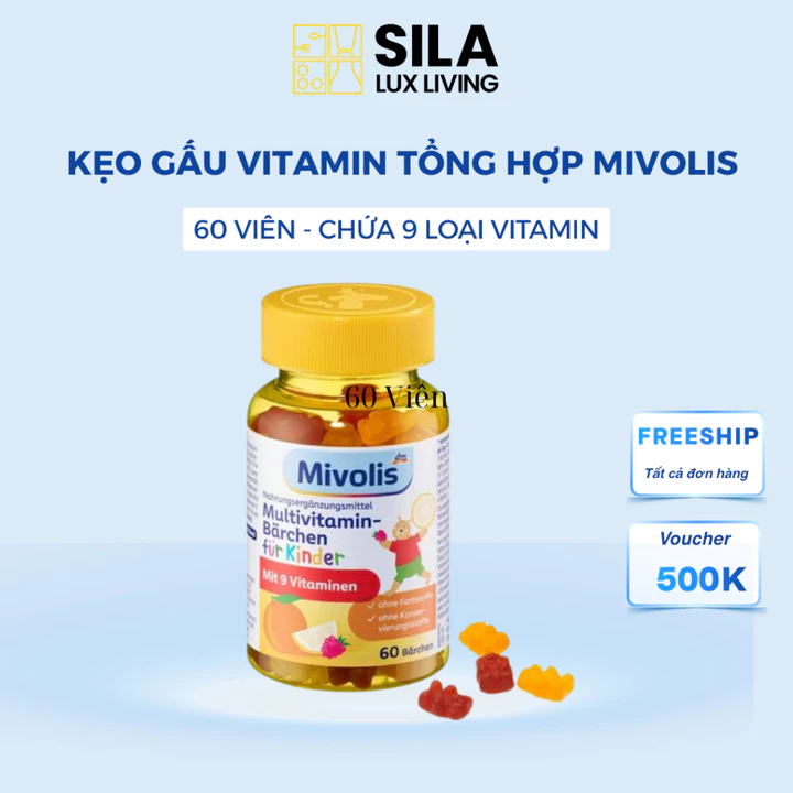 Kẹo Gấu Vitamin Tổng Hợp Mivolis 60 Viên Hương Trái Cây Cho Trẻ Từ 4 Tuổi Hàng Đức Chính Hãng Sila Lux Living