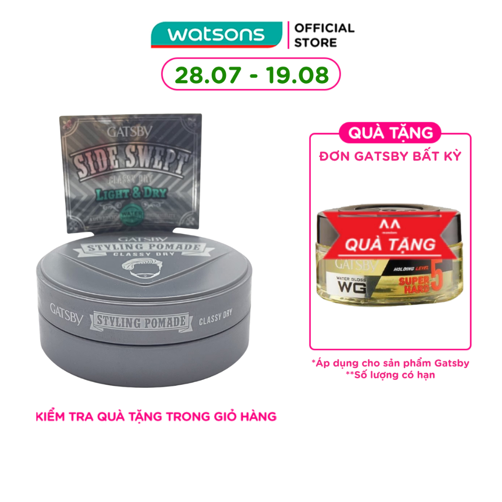 Wax Vuốt Tóc Gatsby Pomade Classy Dry 75g