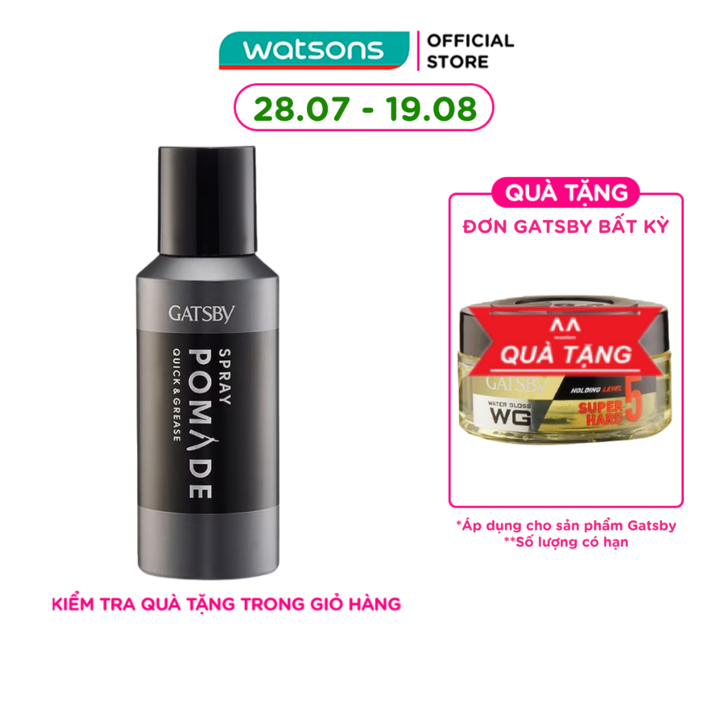 Keo Xịt Tạo Kiểu Tóc Gatsby Pomade Quick & Grease Spray 150ml
