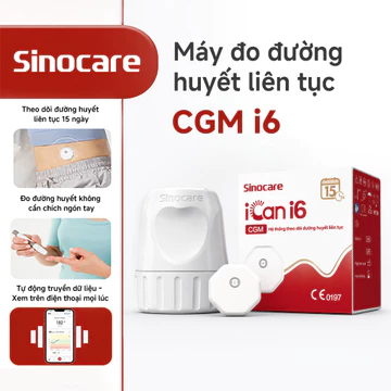 Máy Đo Đường Huyết Liên Tục Sinocare iCan i6 CGM - Theo Dõi 24/7 Không Cần Chích Ngón Tay(15 Ngày)