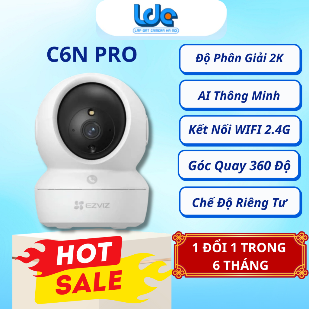Camera Wifi EZVIZ C6N PRO 3MP pro  quay 360°, có màu đêm, đàm thoại 2 chiều