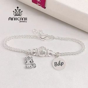Lắc Bạc Kim Tiền Mix Con Ngựa Khắc Tên Cho Bé - Minh Canh Jewelry