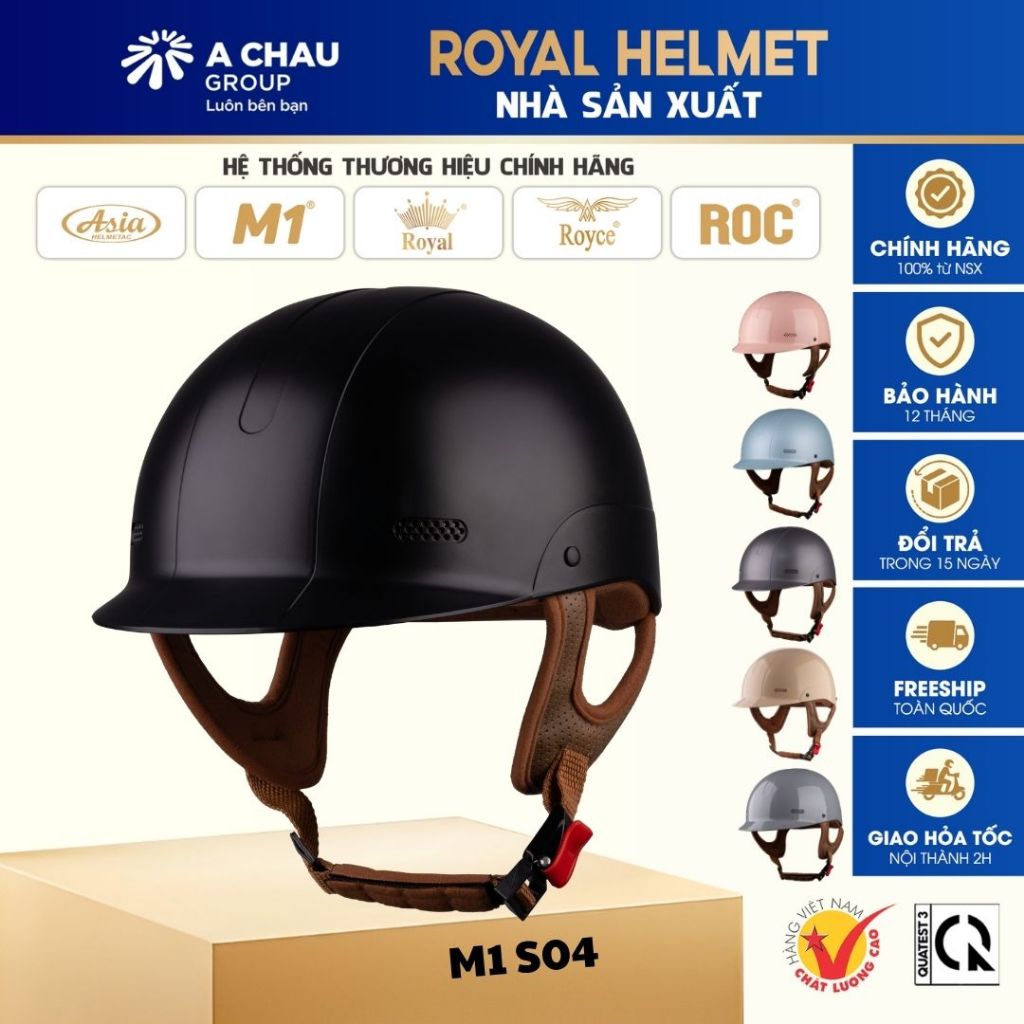 Mũ Bảo Hiểm Nửa Đầu M1 S04 Chính Hãng | Phong Cách Cổ Điển Sang Trọng, Đệm Da Êm | Nam Nữ Đi Xe Máy