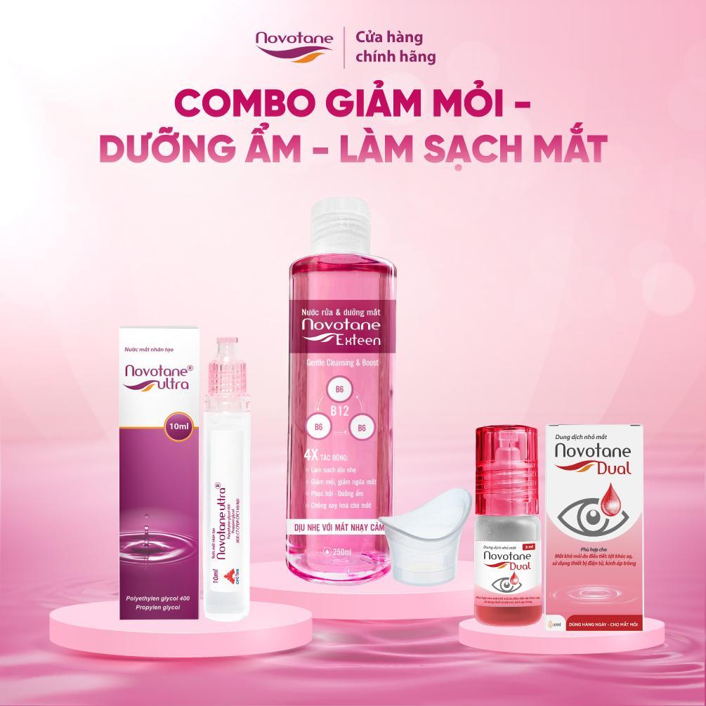 Combo nước mắt nhân tạo Novotane Ultra & nhỏ mắt Novotane Dual vitamin B12 & Rửa mắt Exteen giảm mỏi điều tiết, dưỡng ẩm | BigBuy360 - bigbuy360.vn